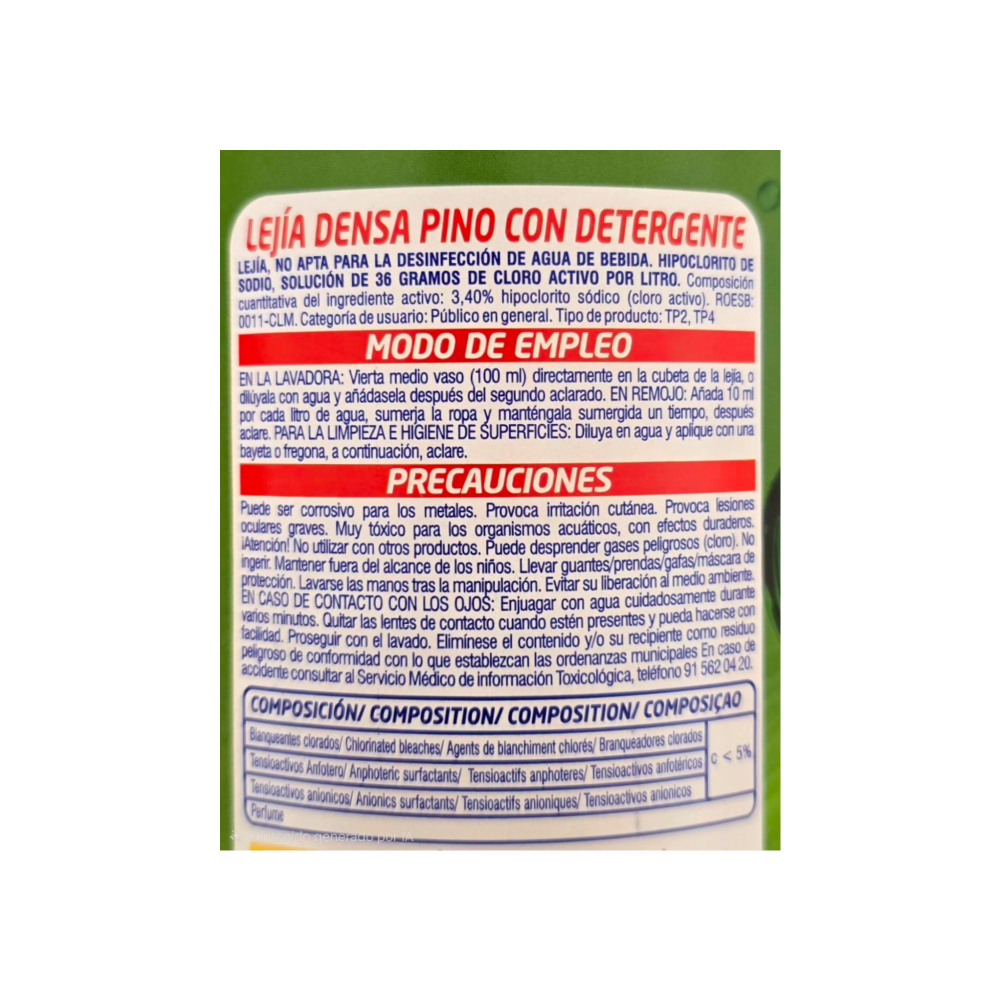 Lejía densa con detergente aroma a pino Kiriko (1500 ml) - Miniatura 4