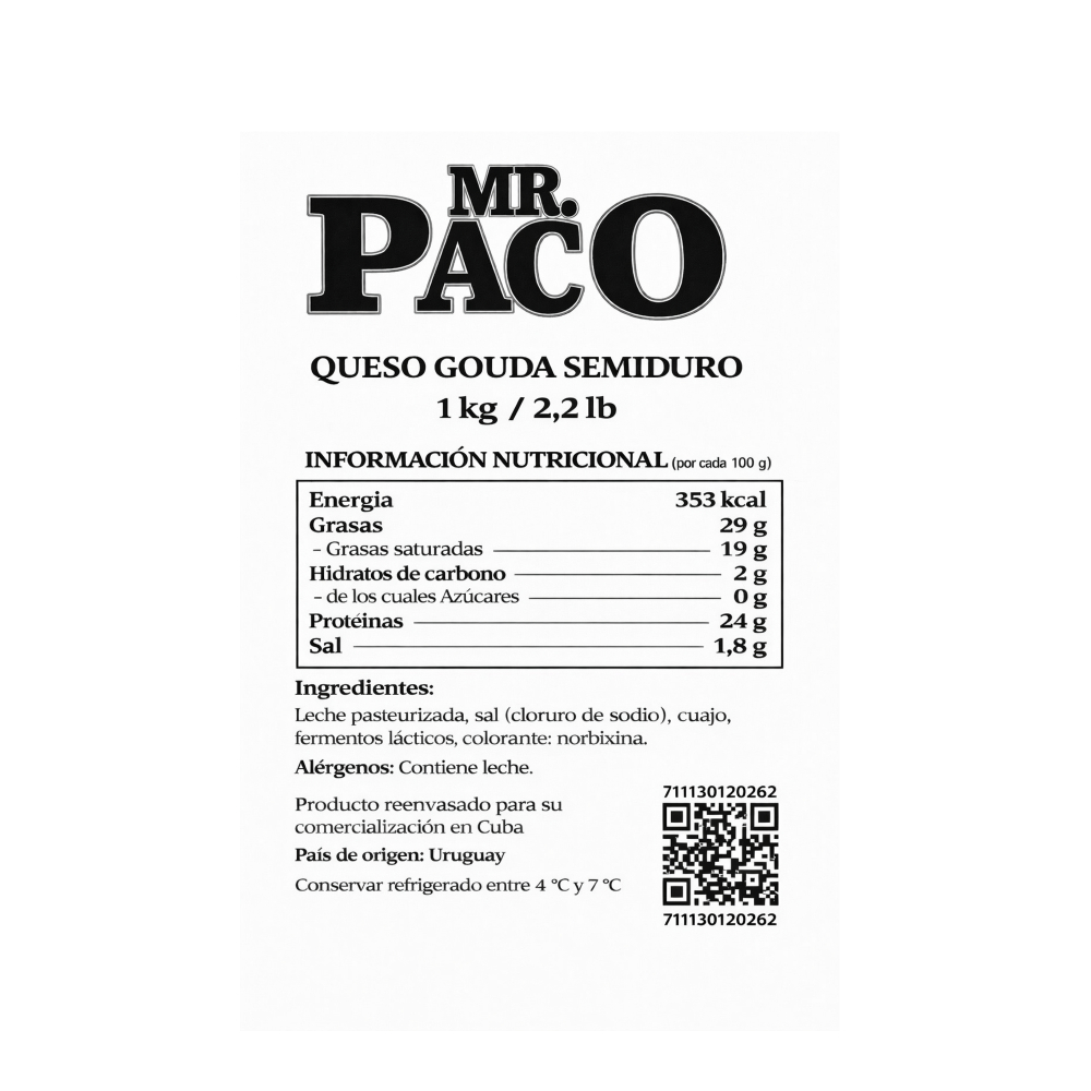 Queso gouda semiduro Mr. Paco (1 kg / 2.2 lb) - Miniatura 2