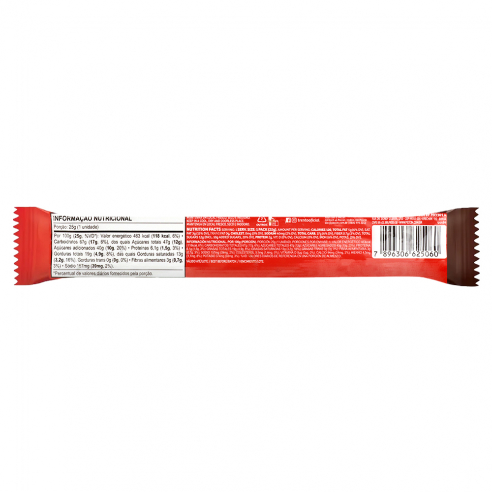 Barquilla rellena sabor chocolate cubierta con cereales y chocolate con leche Massimo Trento (25 g) - Miniatura 2