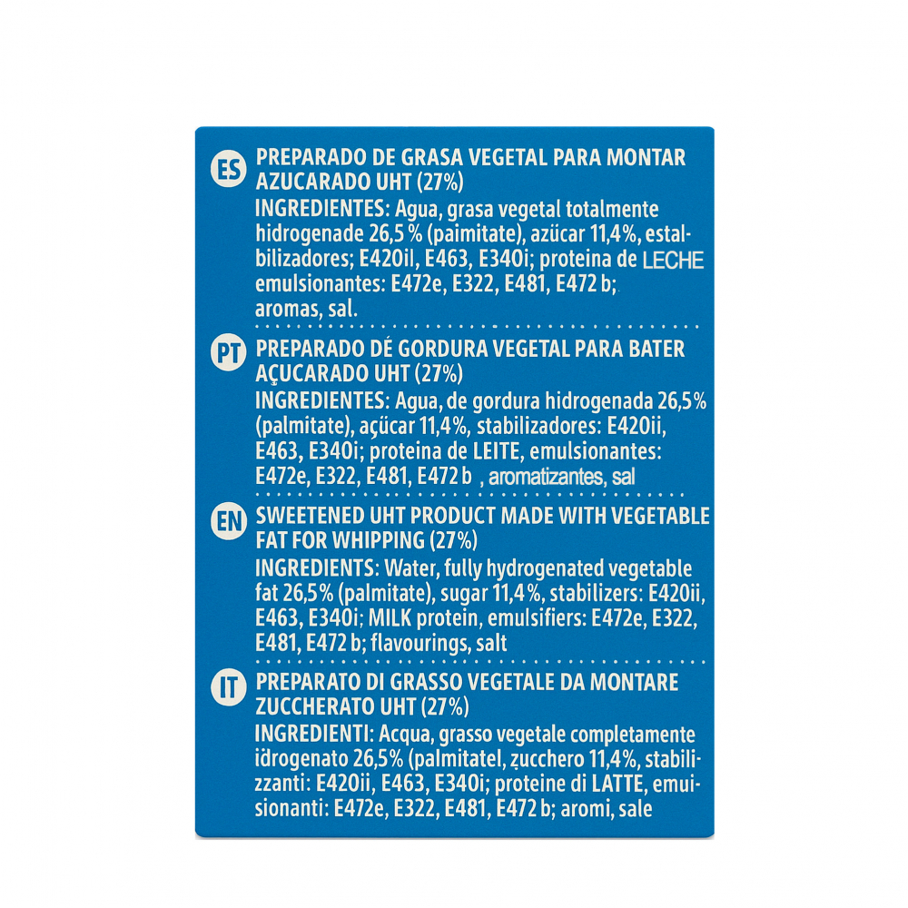 Preparado de grasa vegetal para montar azucarado La Creme Food Service (1 L) - Miniatura 2