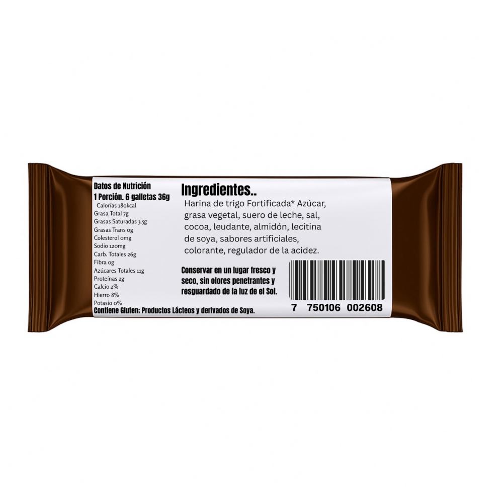 Galletas de chocolate con crema sabor vainilla Rellenitas GN (36 g / 1.27 oz) - Miniatura 4