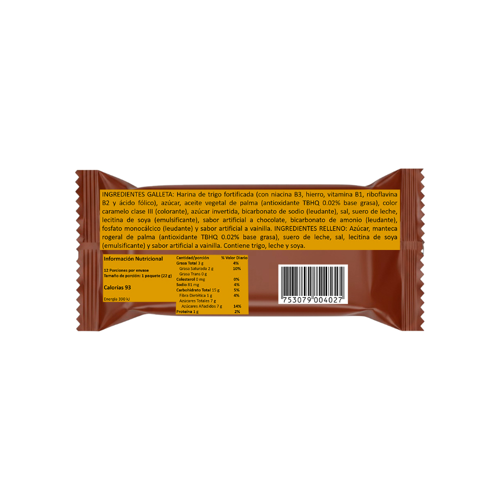 Galleta de chocolate con relleno sabor a vainilla Escolar (264 g / 9.31 oz) - Miniatura 2