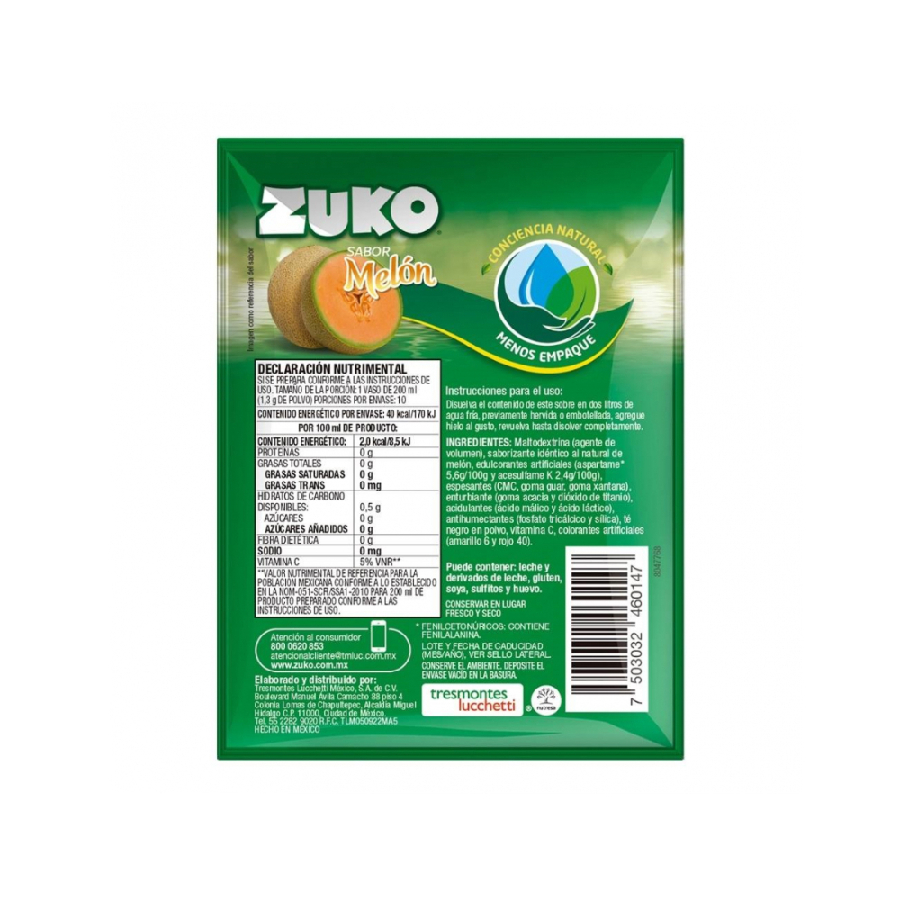 Refresco instantáneo sabor melón Zuko (13 g) - Miniatura 4