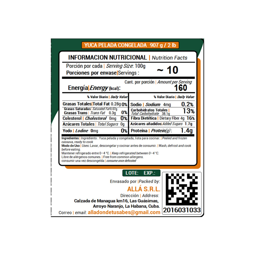 Yuca pelada congelada ALLÁ (907 g / 2 lb) - Miniatura 4