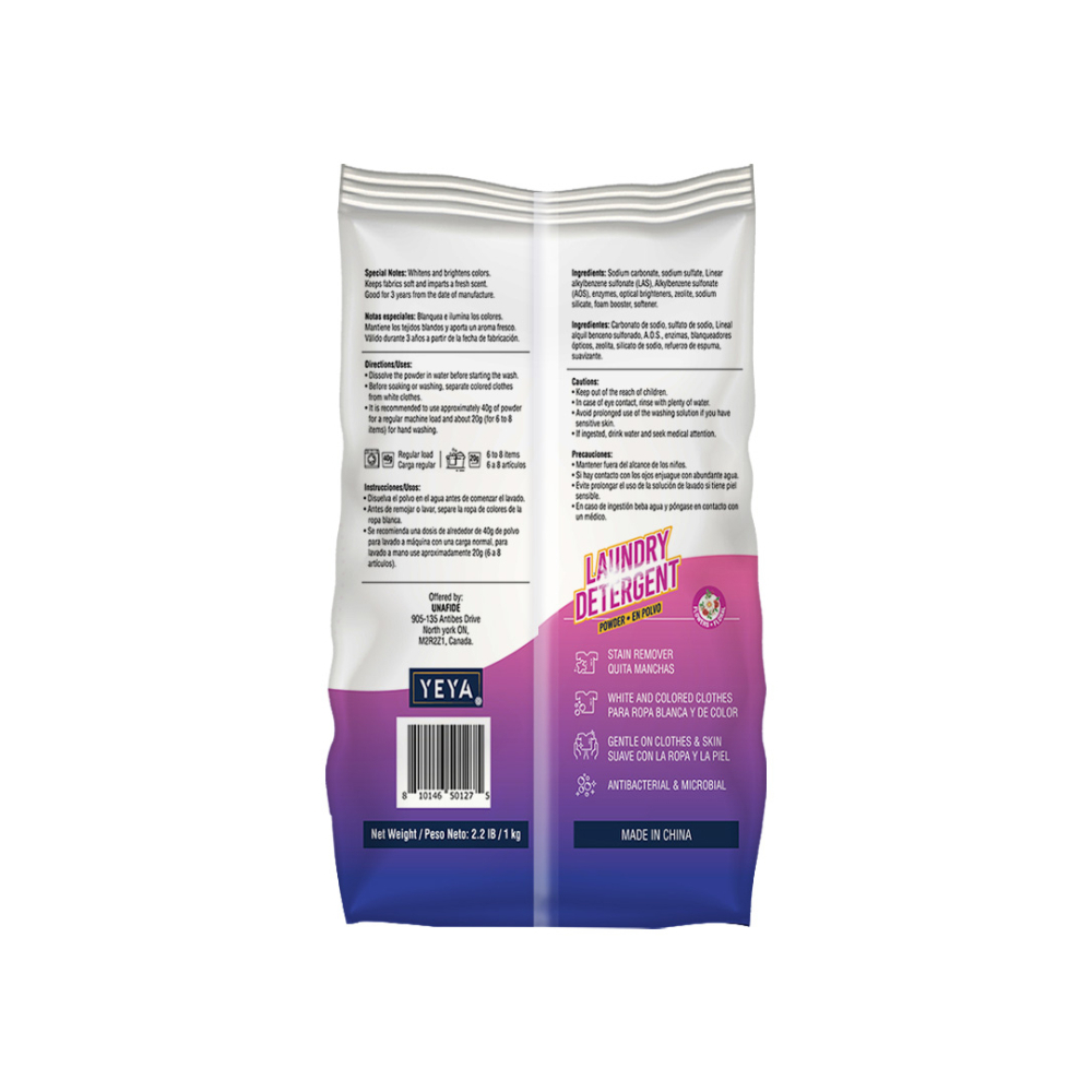 Detergente en polvo con aroma a flores YEYA (1 kg / 2.2 lb) - Miniatura 2