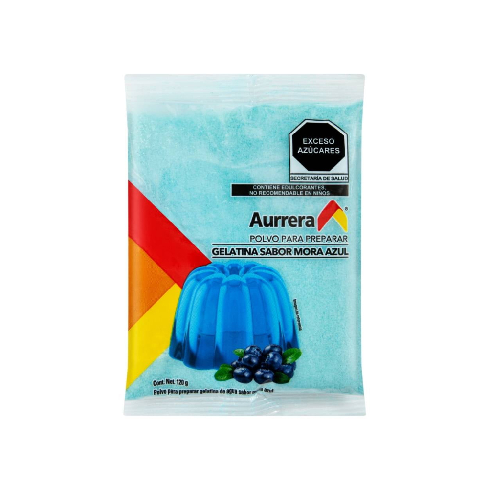 Polvo para preparar gelatina sabor mora azul Aurrera (120 g / 4.23 oz) - Miniatura 3