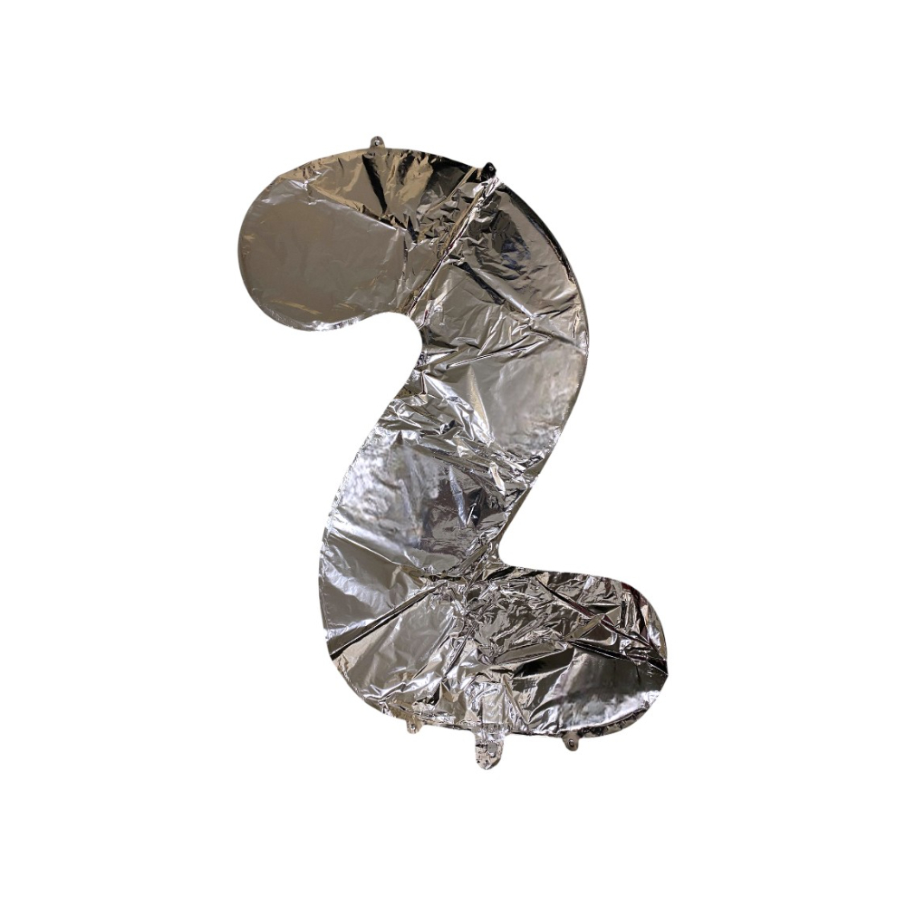 Globo plateado Número 2 Balloon (32 pulgadas) - Miniatura 4