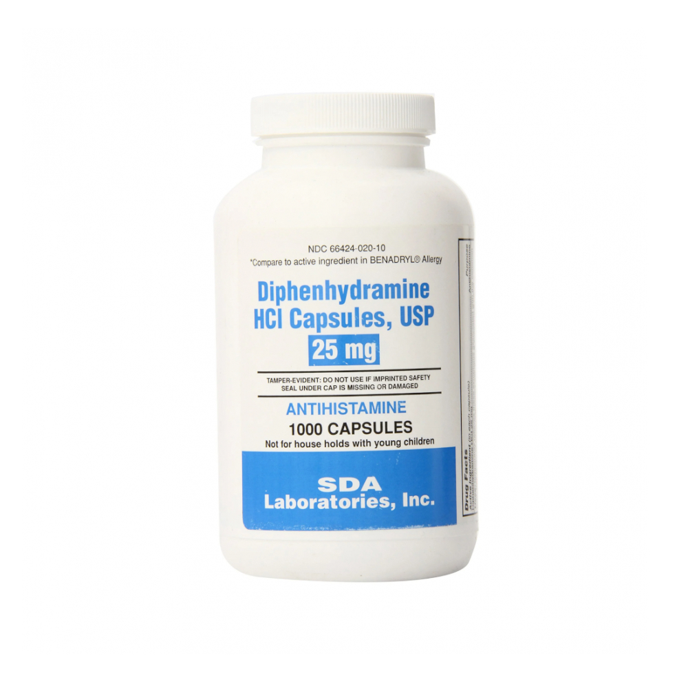 Clorhidrato de difenhidramina 25 mg SDA Laboratories, Inc (1000 cápsulas) - Miniatura 2