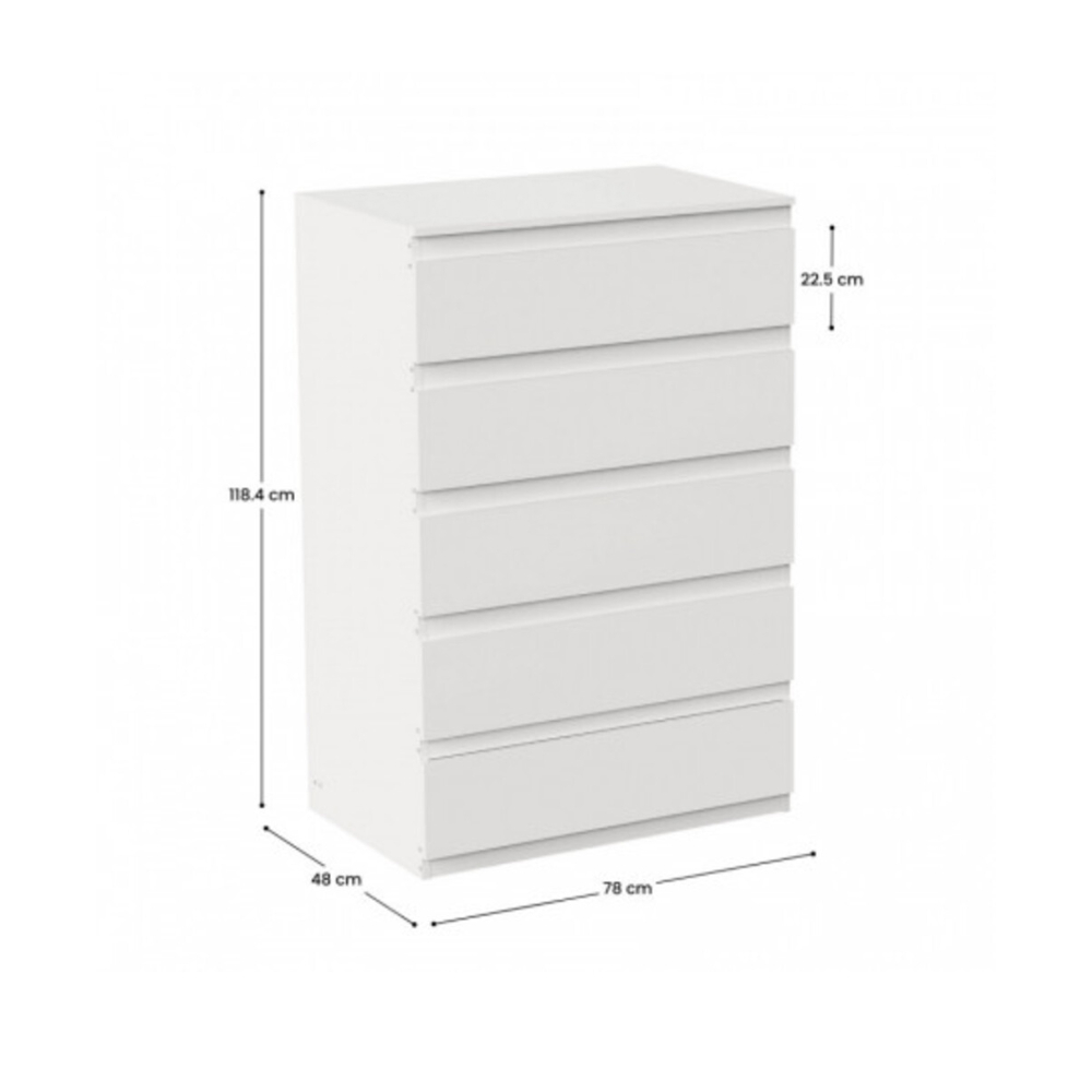 Cómoda 5 cajones color blanco 7House - Miniatura 3