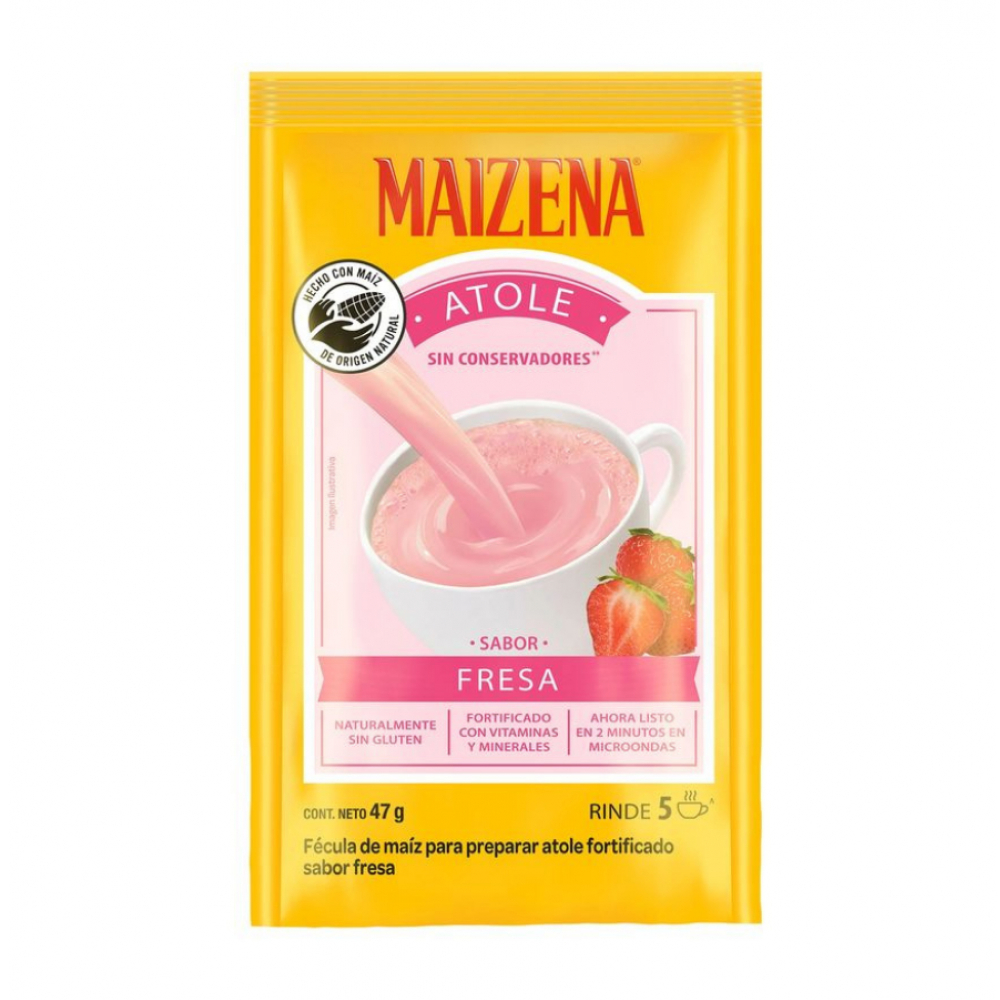 Fécula de maiz para preparar atole fortificado sabor fresa Maizena (47 g / 1.66 oz) - Miniatura 4