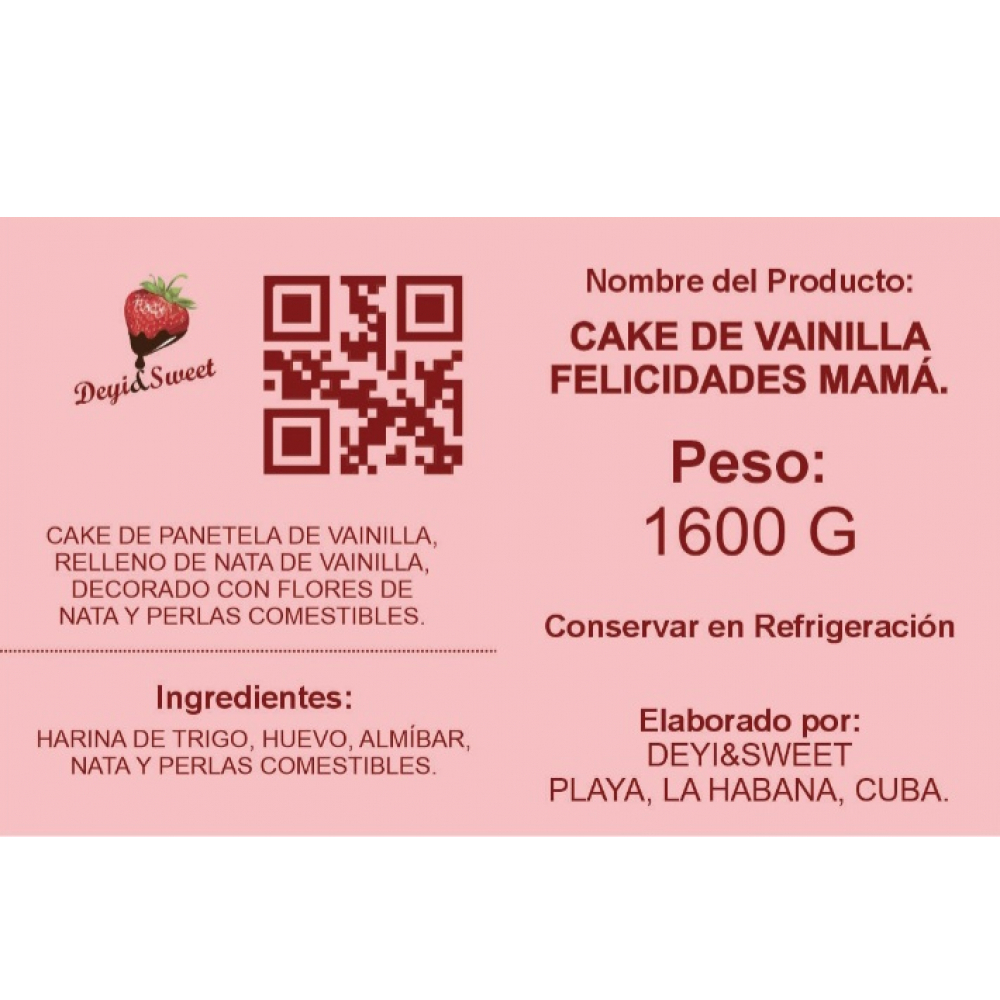 Cake de Vainilla Felicidades Mamá (12 personas) - Miniatura 4