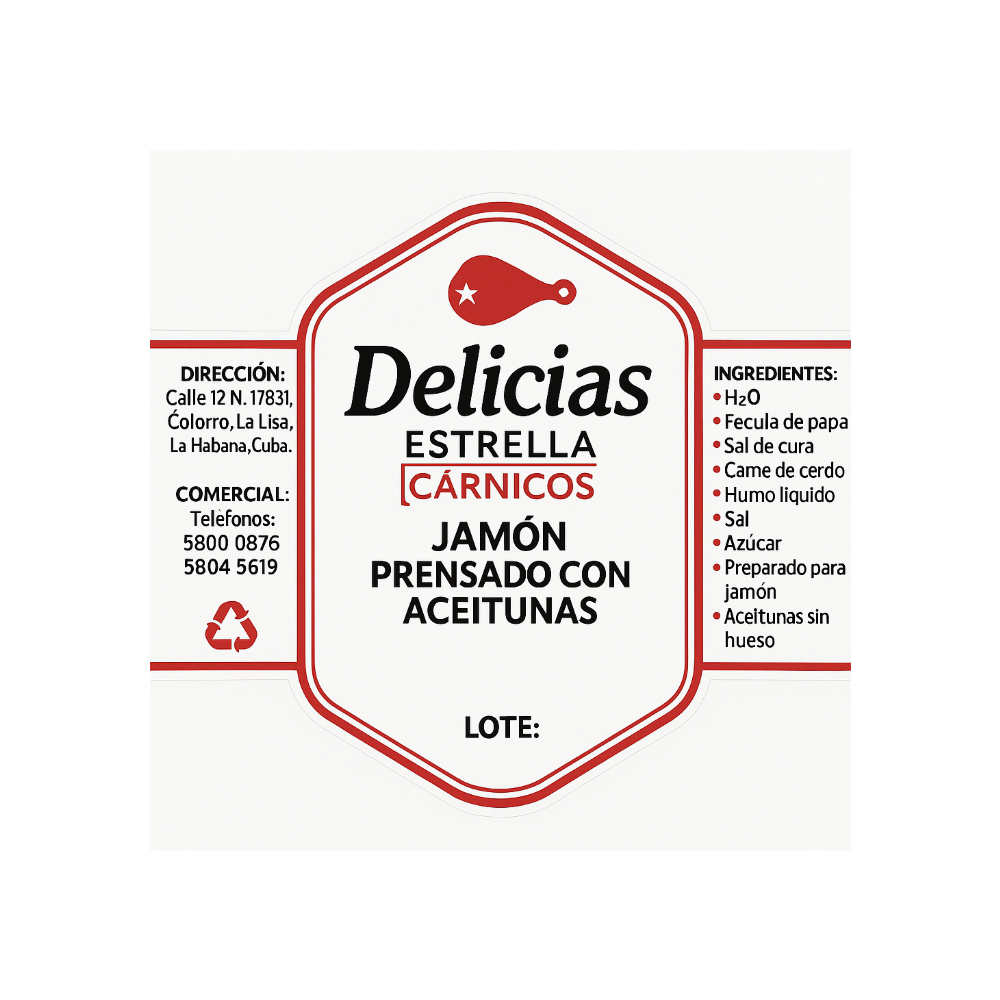 Jamón prensado con aceitunas Delicias Estrella (2.7 kg / 5.95 lb) - Miniatura 2