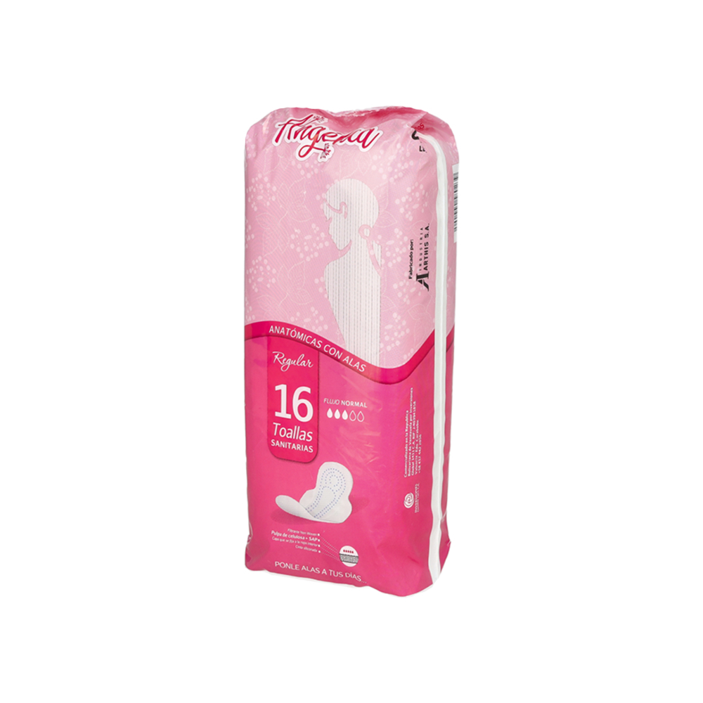 Almohadillas sanitarias anatómicas con alas Angélica (16 U) - Miniatura 3