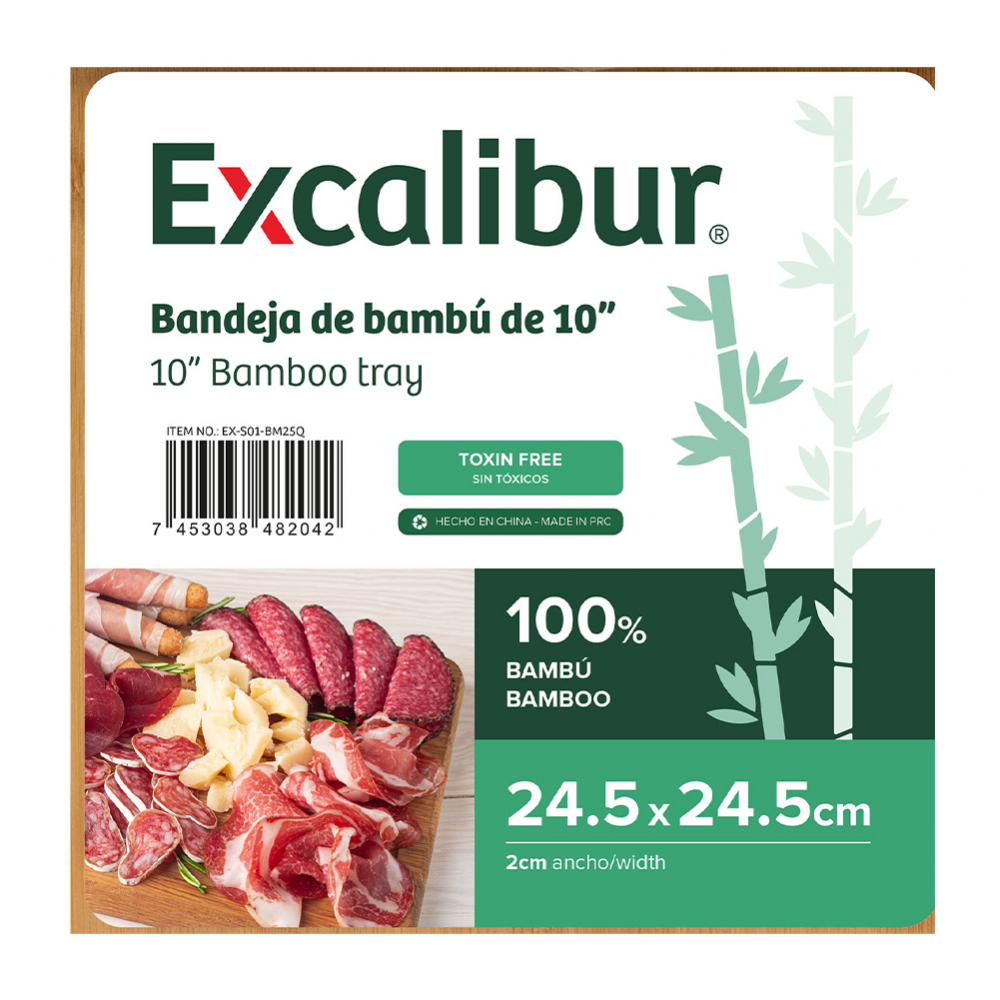 Bandeja de bambú para servir alimentos 10” Excalibur - Miniatura 4