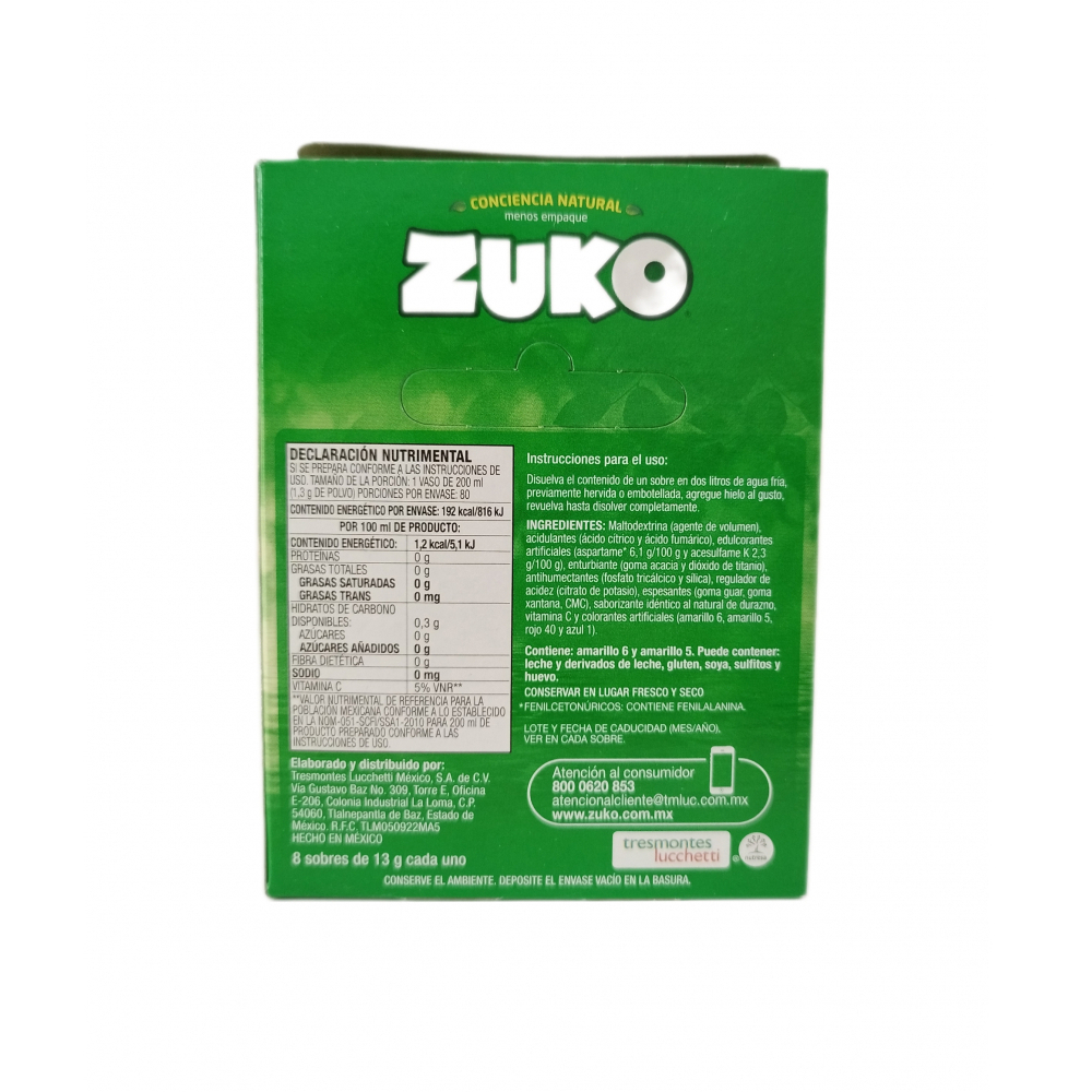 Refresco sabor durazno Zuko (12 x 8 x 13 g) - Miniatura 4