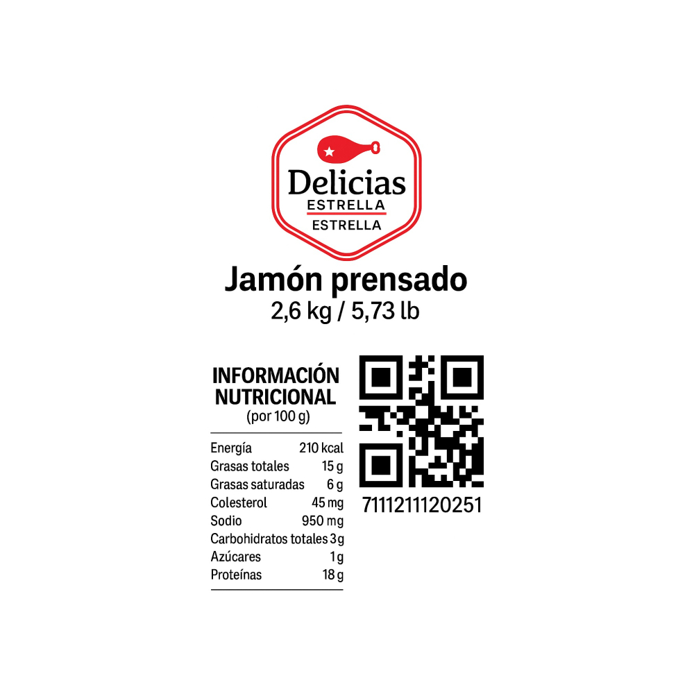 Jamón prensado Delicias Estrella (2.6 kg / 5.73 lb) - Miniatura 3
