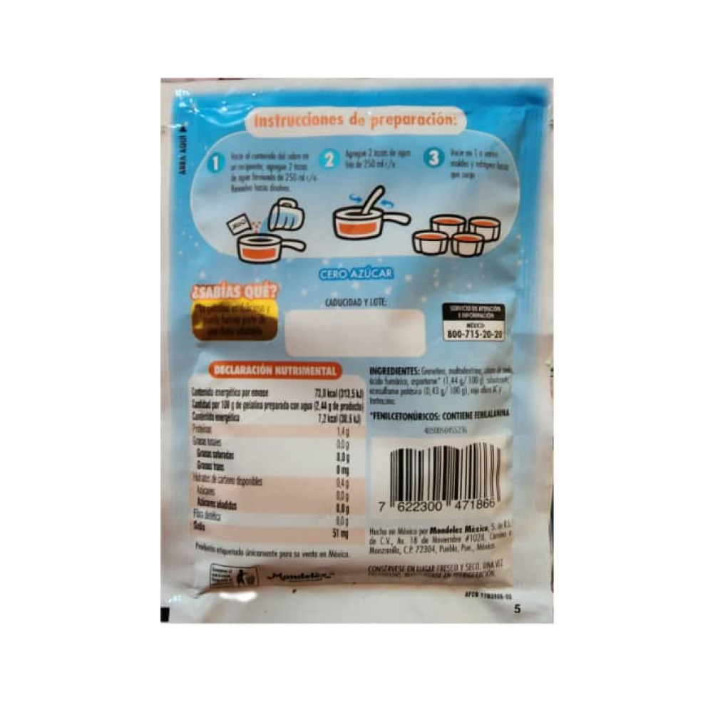 Gelatina sabor durazno cero azúcar Jell-O (25 g) - Miniatura 3