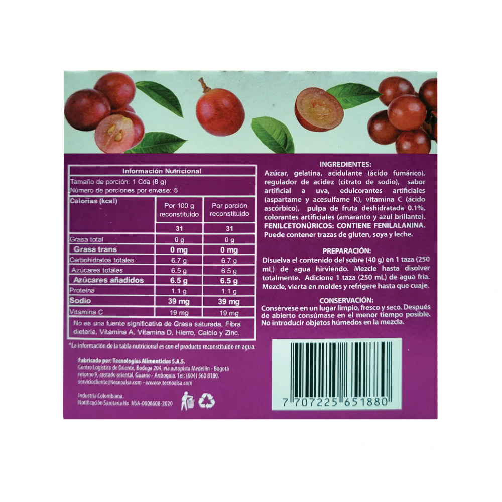 Gelatina sabor uva Boom (40 g / 1.41 oz) - Miniatura 3