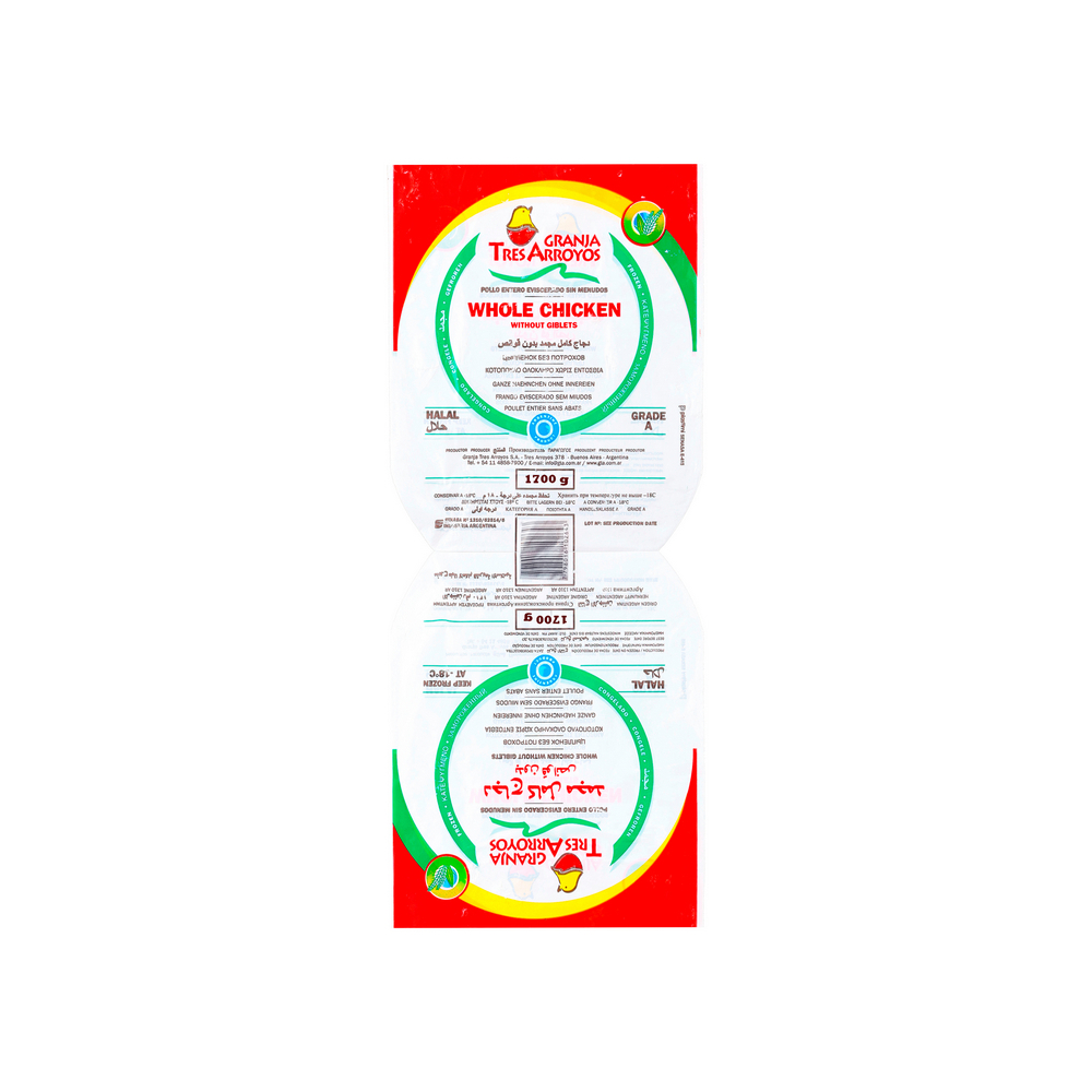 Pollo entero eviscerado sin menudos Granja Tres Arroyos (1.7 kg / 3.74 lb) - Miniatura 4