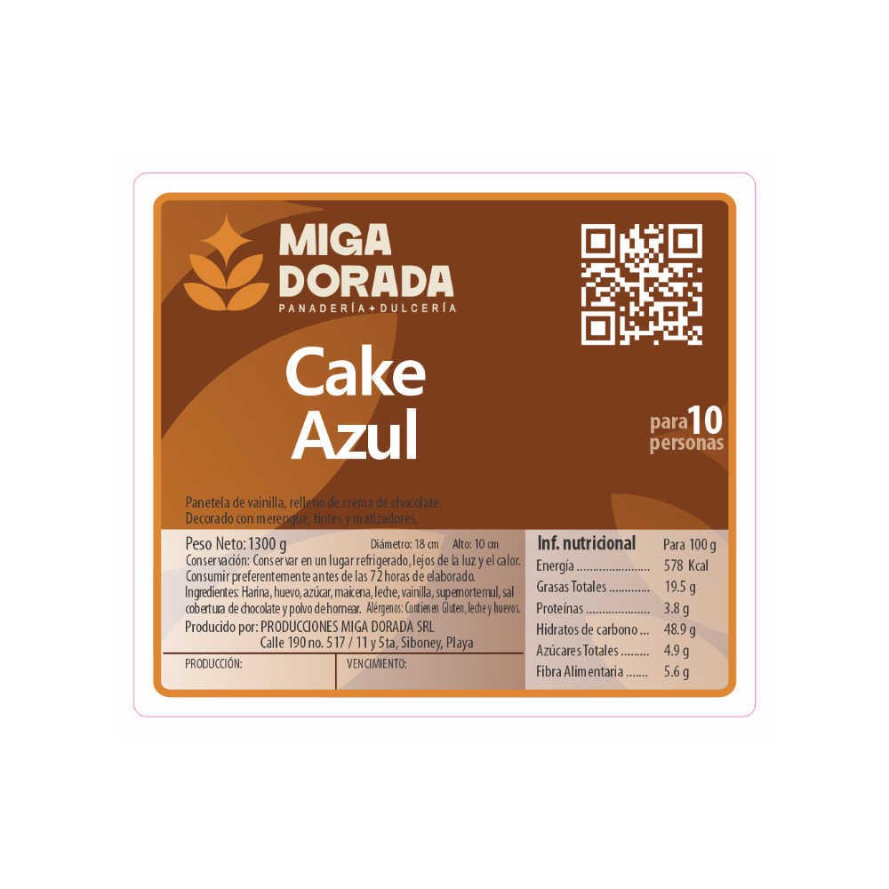 Cake azul Miga Dorada (10 personas) - Miniatura 4