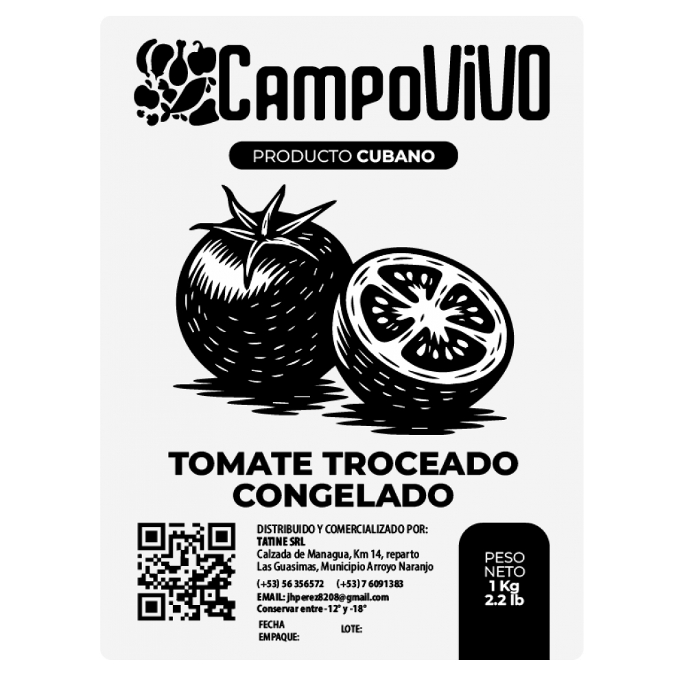 Tomate troceado congelado Campo Vivo (1 kg / 2.2 lb) - Miniatura 3