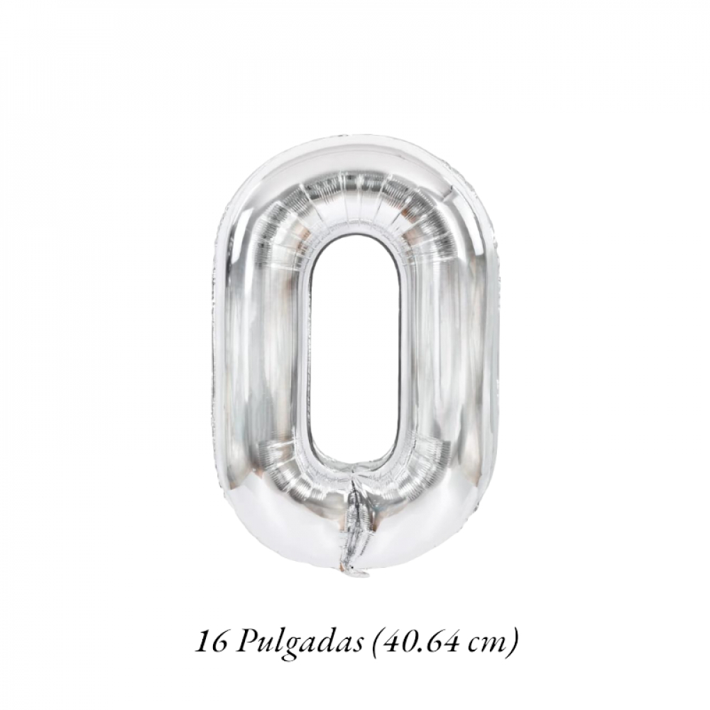 Globo plateado 16" Número 0 Balloon - Miniatura 4