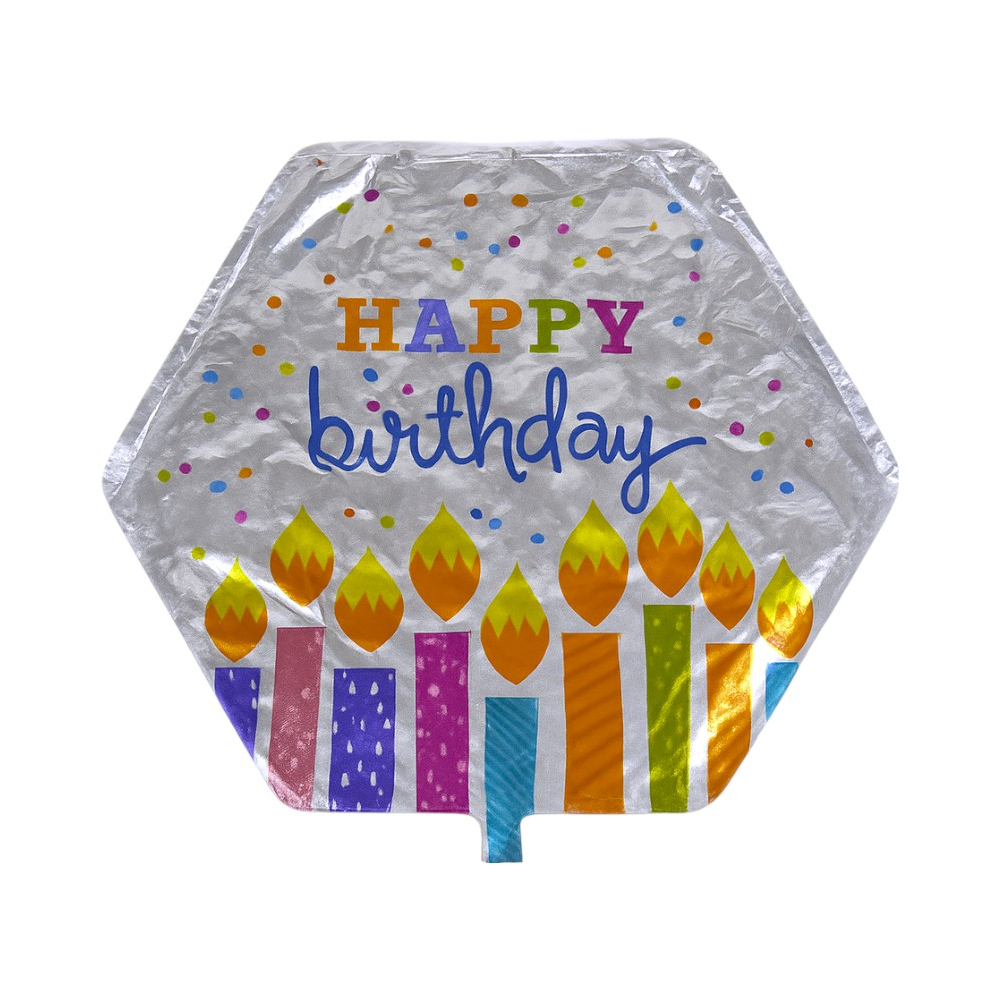 Globo de 18" hexagonal happy birthday Balloon - Miniatura 2