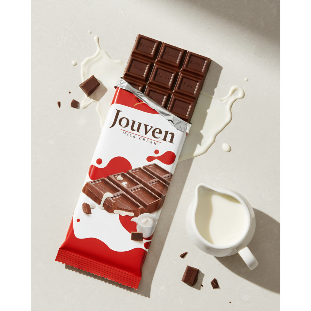 Tableta de chocolate rellena de crema de leche Jouven Rosso Bianco (50 g / 1.76 oz) - Miniatura 4