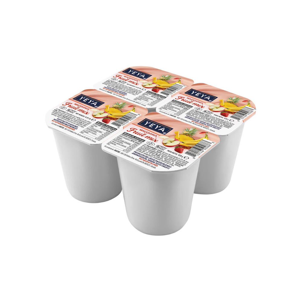 Yogurt pasteurizado sabor macedonia YEYA (4 x 125 g / 4.41 oz) - Miniatura 2