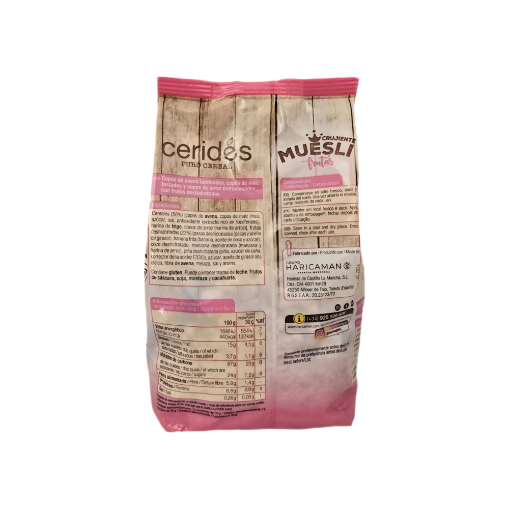 Cereal Muesli crujiente de frutas Ceridés (500 g / 1.1 lb) - Miniatura 2