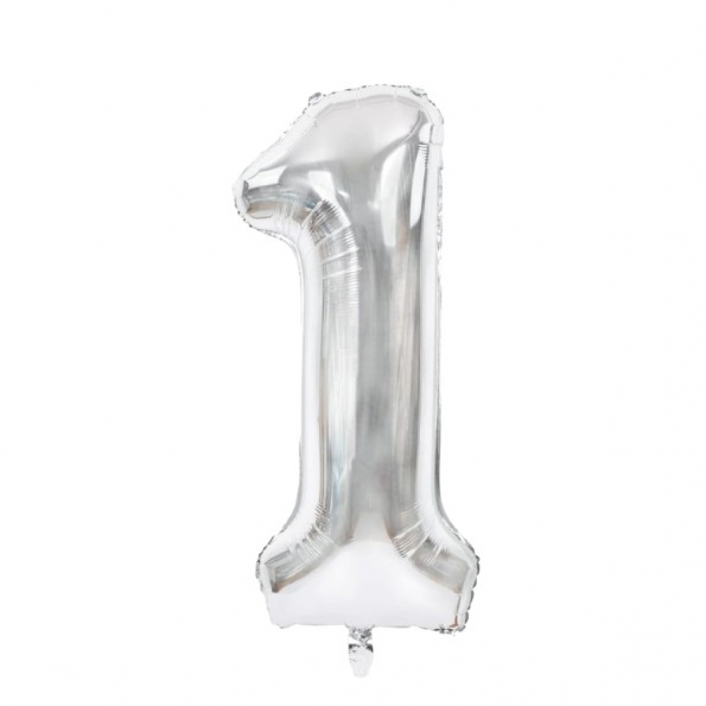 Globo plateado Número 1 Balloon (32 pulgadas) - Miniatura 2