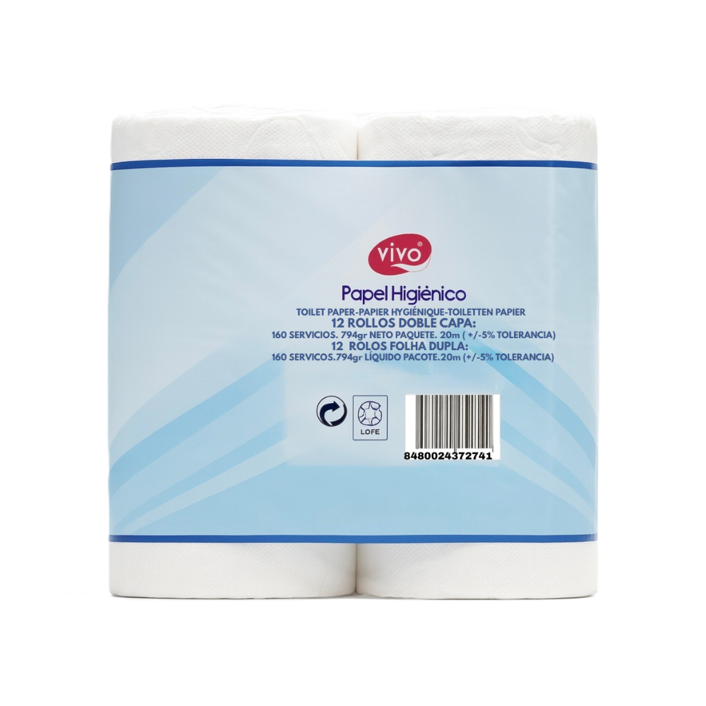Papel sanitario doble capa Vivo (794 g / 28 oz) - Miniatura 3