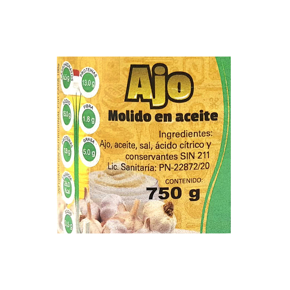 Ajo molido con aceite El Roble (750 g / 1.65 lb) - Miniatura 3