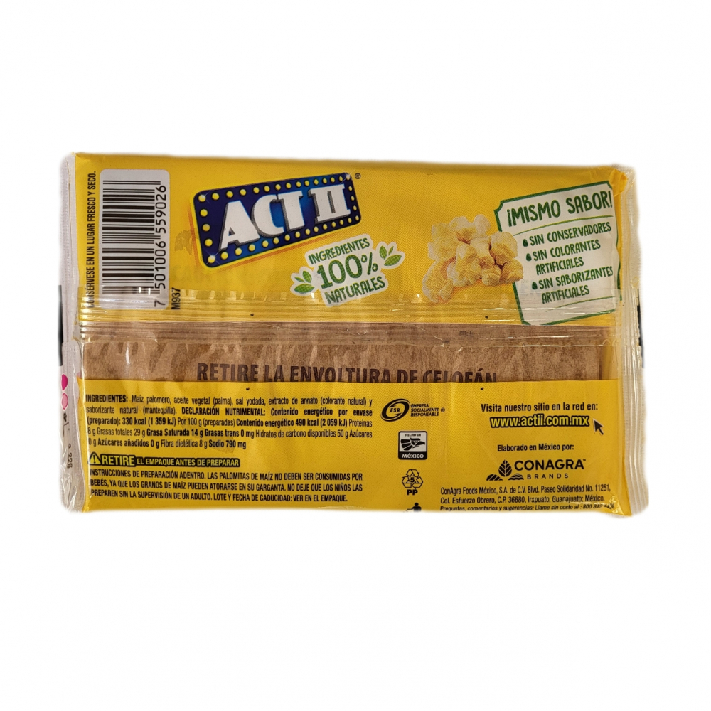 Palomitas para microondas sabor extra mantequilla ACT II (80 g / 2.82 oz) - Miniatura 3
