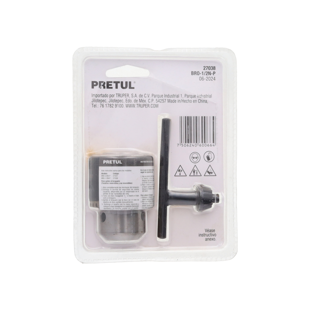 Mazorca de taladro con llave de acero apertura máxima 1/2 Pretul BRO-1/2N-P - Miniatura 4
