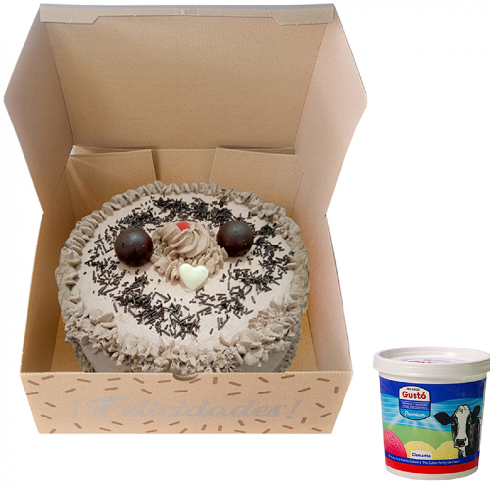 Cake chocolate de nata (12 comensales) y helado de crema - Miniatura 3