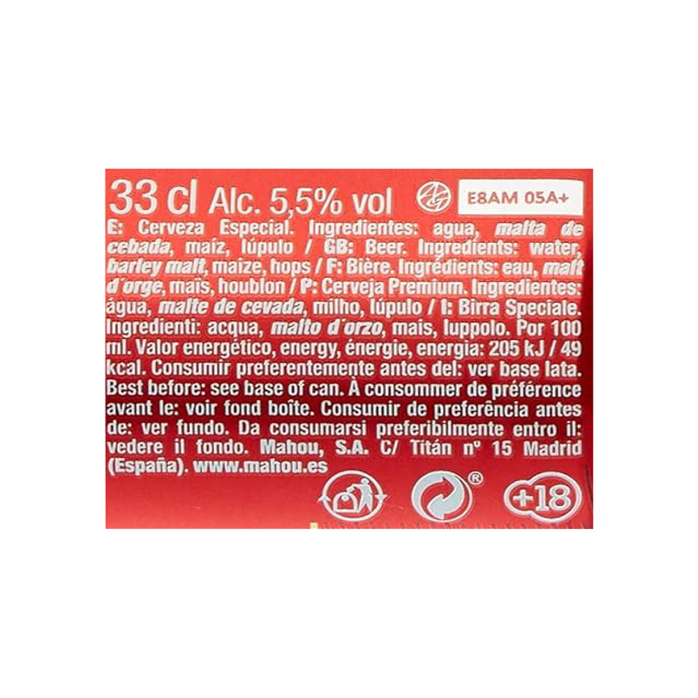 Cerveza Cinco Estrellas Mahou (6 x 330 ml) - Miniatura 4