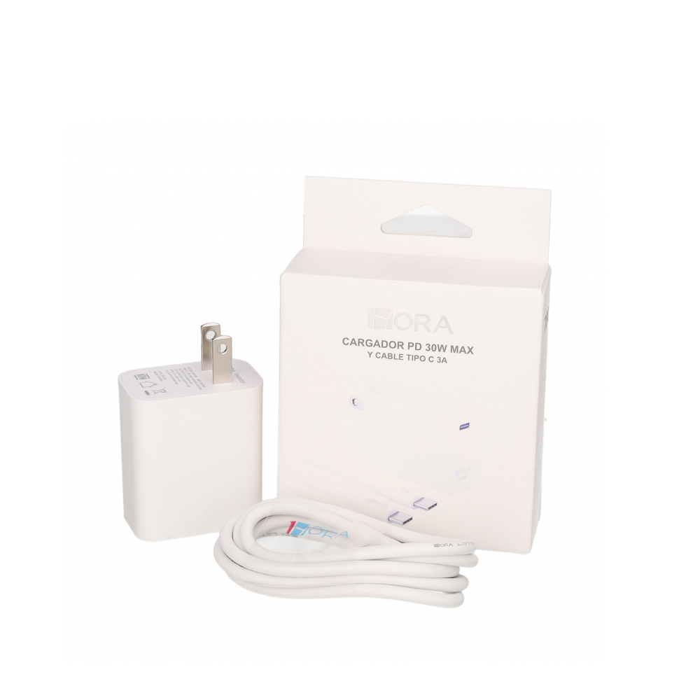 Cargador blanco tipo C PD 1Hora GAR165 (30 W) - Miniatura 4