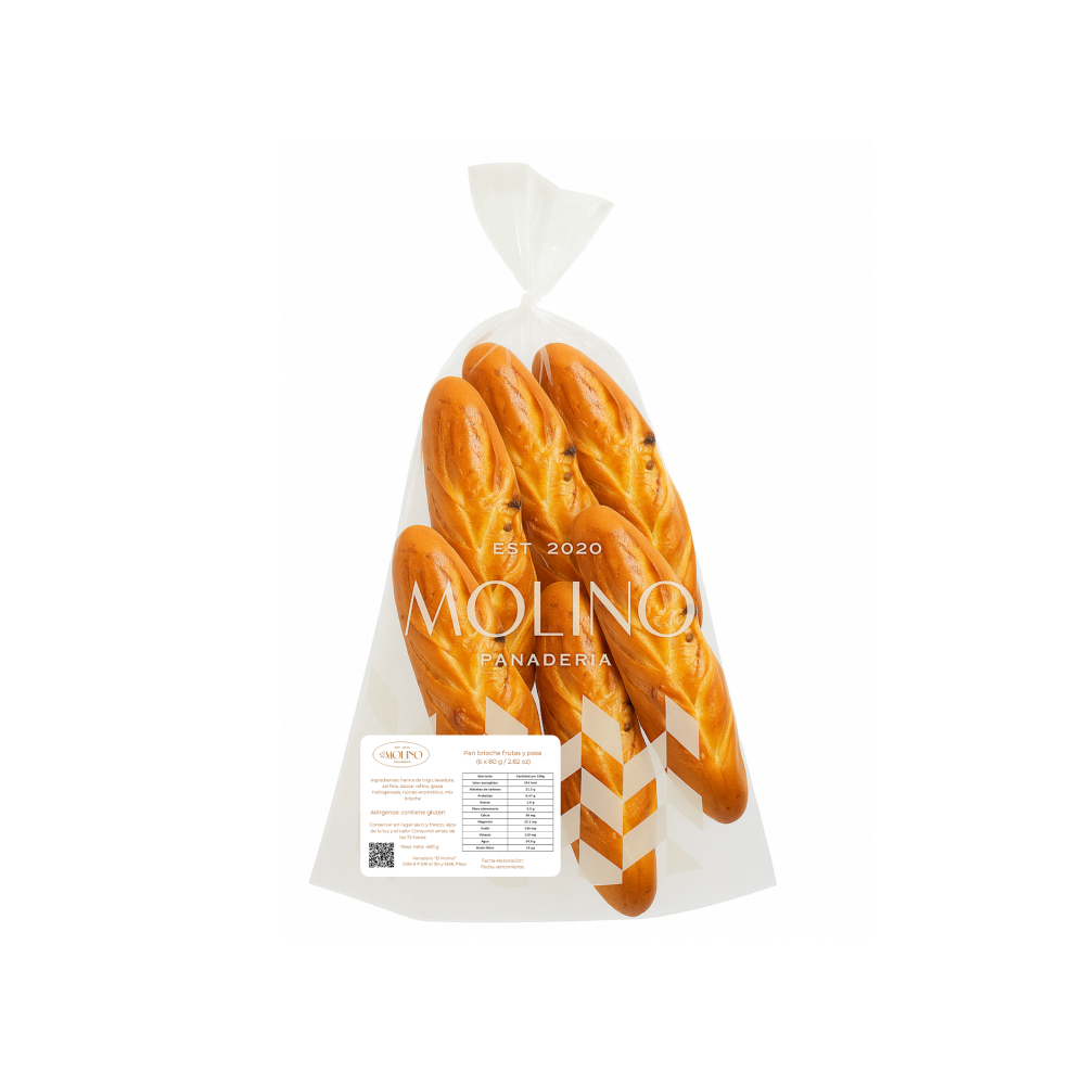 Pan brioche frutas y pasas El Molino (6 x 80 g / 2.82 oz) - Miniatura 2