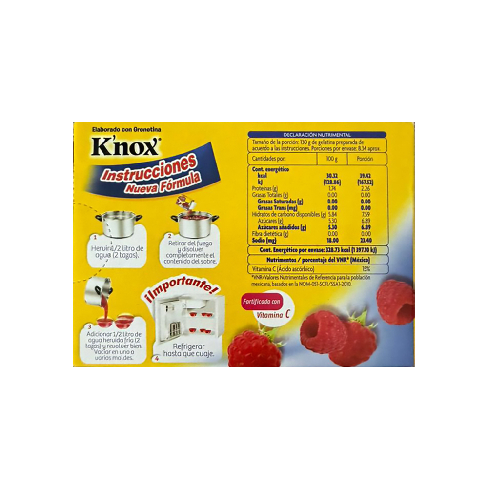 Polvo para preparar gelatina sabor frambuesa fortificada con vitamina C Pronto (84 g / 2.9 0z) - Miniatura 3