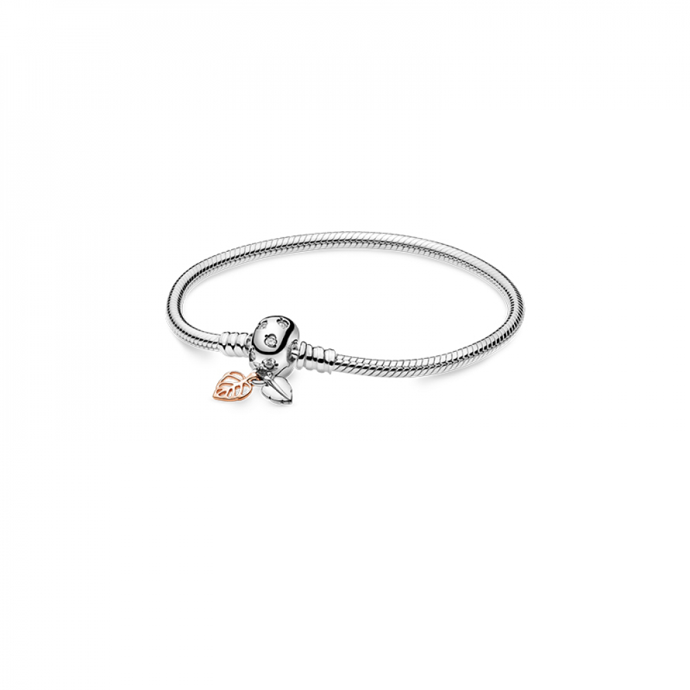 Pandora style silver S925 Moments snake chain bracelet closure of 