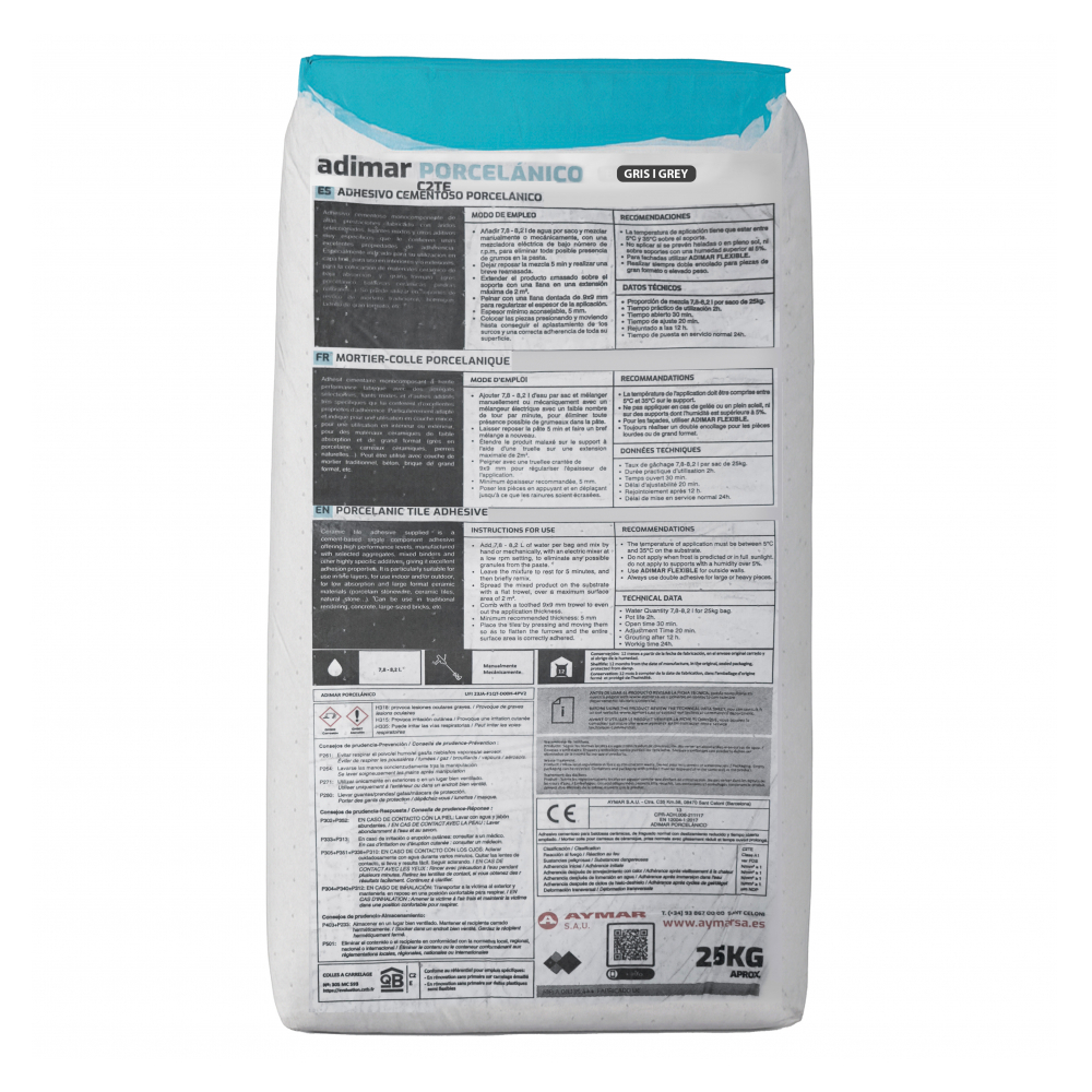 Adhesivo cementoso porcelámico gris Adimar (25 kg / 55.11 lb) - Miniatura 4