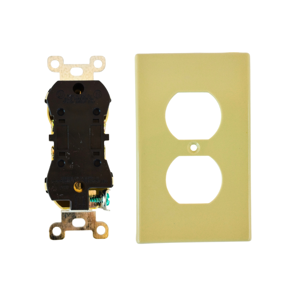 Tomacorriente doble con tapa amarillo - 15 A y 125 V - Drix electric - Miniatura 4