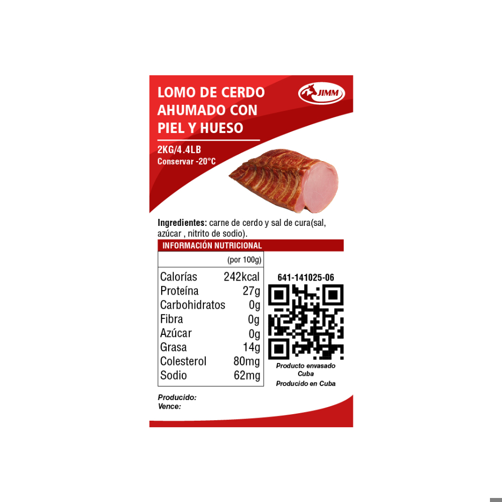 Lomo de cerdo ahumado con piel y hueso Jimm (2 kg / 4.4 lb) - Miniatura 3