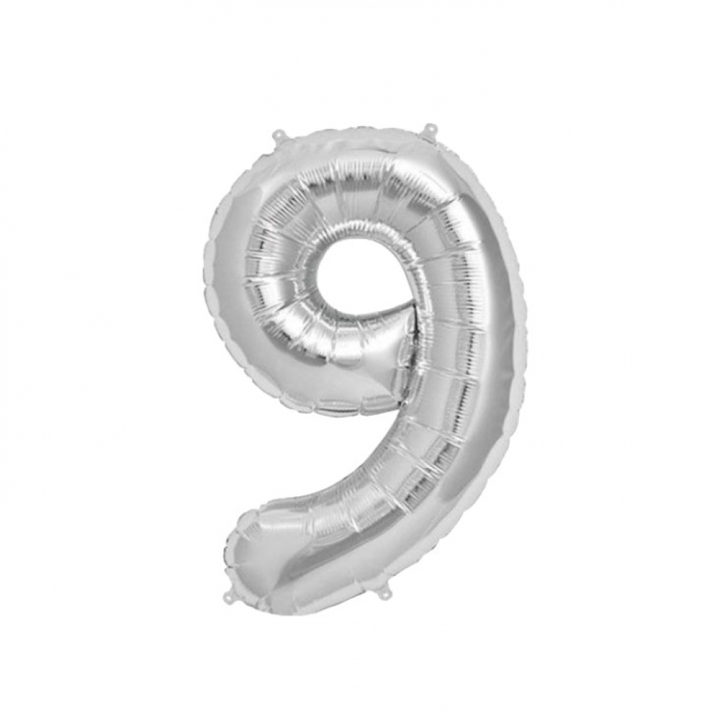 Globo plateado Número 9 Balloon (32 pulgadas) - Miniatura 2