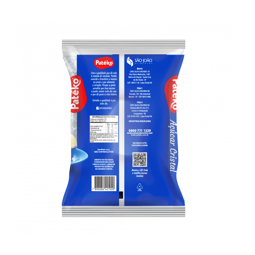 Azúcar blanca cristalina Patéko (6 x 1 kg / 2.2 lb) - Miniatura 2