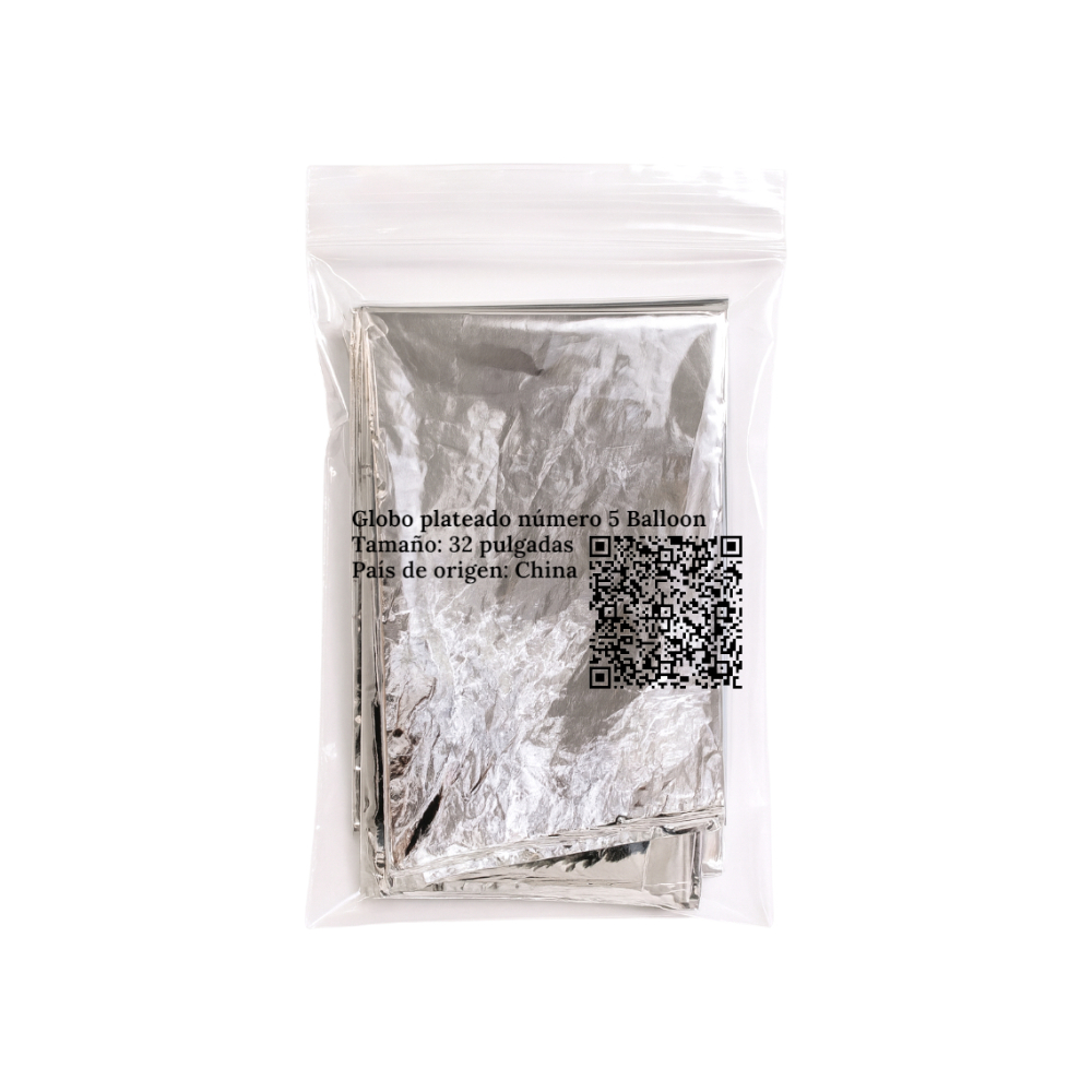 Globo plateado Número 5 Balloon (32 pulgadas) - Miniatura 4