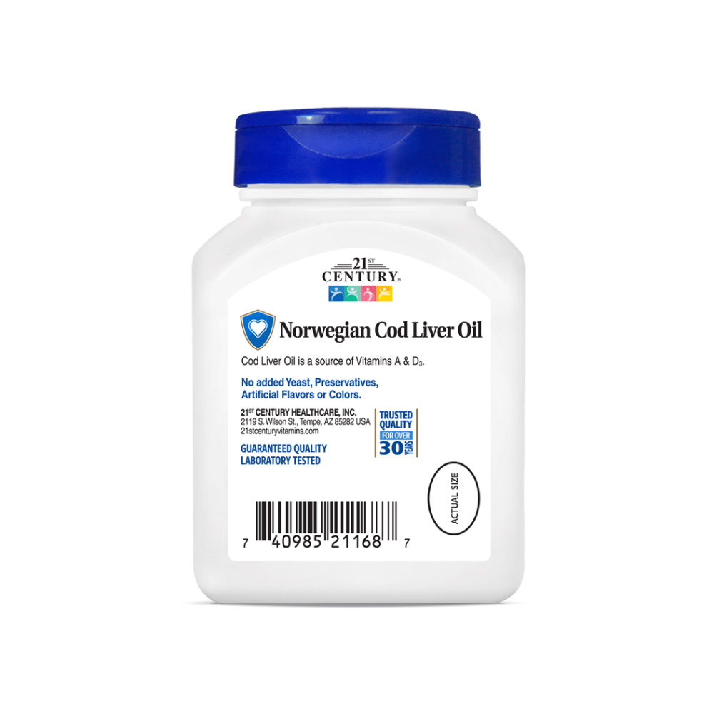 Aceite de hígado de bacalao 400 mg 21st Century (110 cápsulas) - Miniatura 4