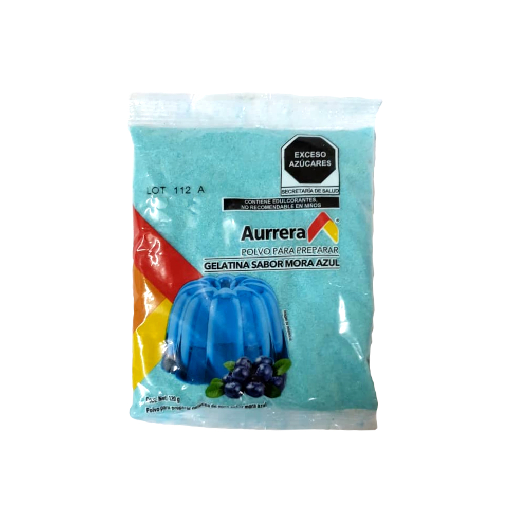 Polvo para preparar gelatina sabor mora azul Aurrera (120 g / 4.23 oz) - Miniatura 2
