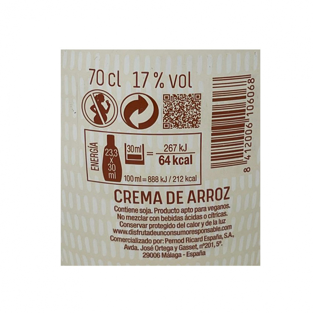 Crema de arroz 17 % vol Ruavieja (700 ml) - Miniatura 3